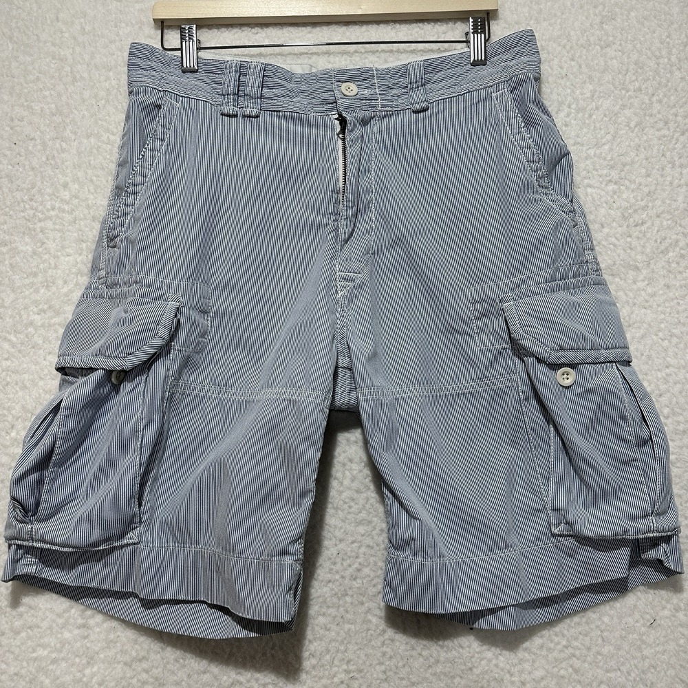 Polo Ralph Lauren Cargo Shorts Mens Cotton Blue Stripes Size 33
